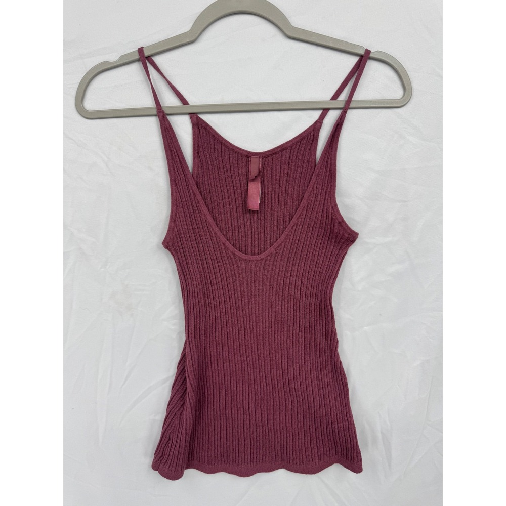 SKIMS Ribbed Tank Women Medium Plum Purple Double Strap SL-TNK-8173W